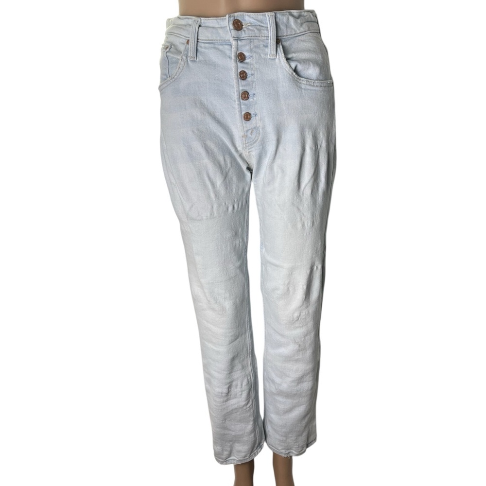 Mother The Pixie Tomcat Ankle High-Rise Straight Leg Light Wash Jeans
